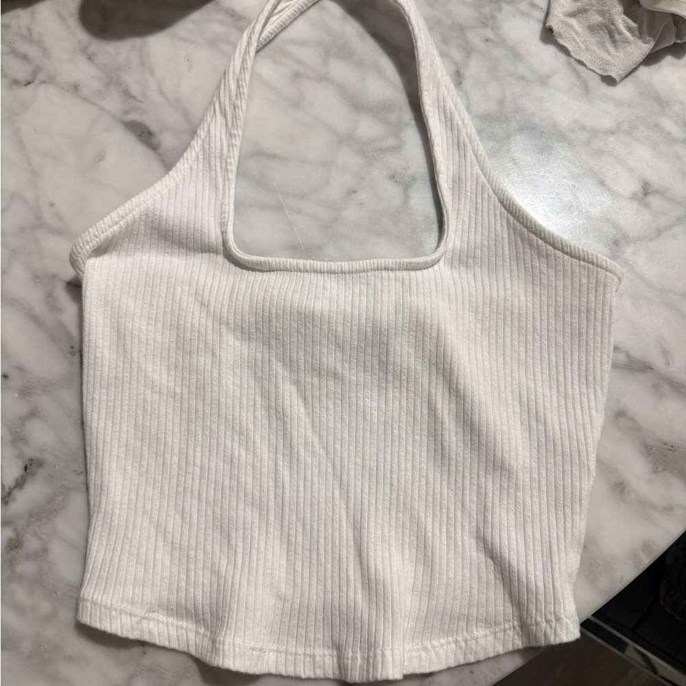 ASOS White Ribbed Crop Top